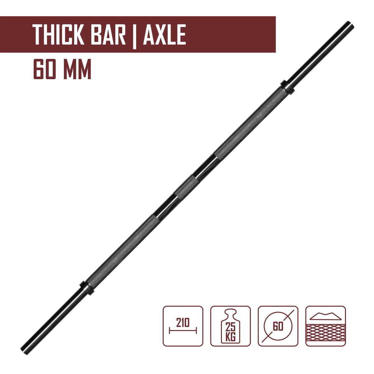 Axle, 60 Mm Dick, Mit Schwarzoxid-Überzug, 25 Kg 2 Axle, 60 Mm Dick, Mit Schwarzoxid-Überzug, 25 Kg – Bild 2