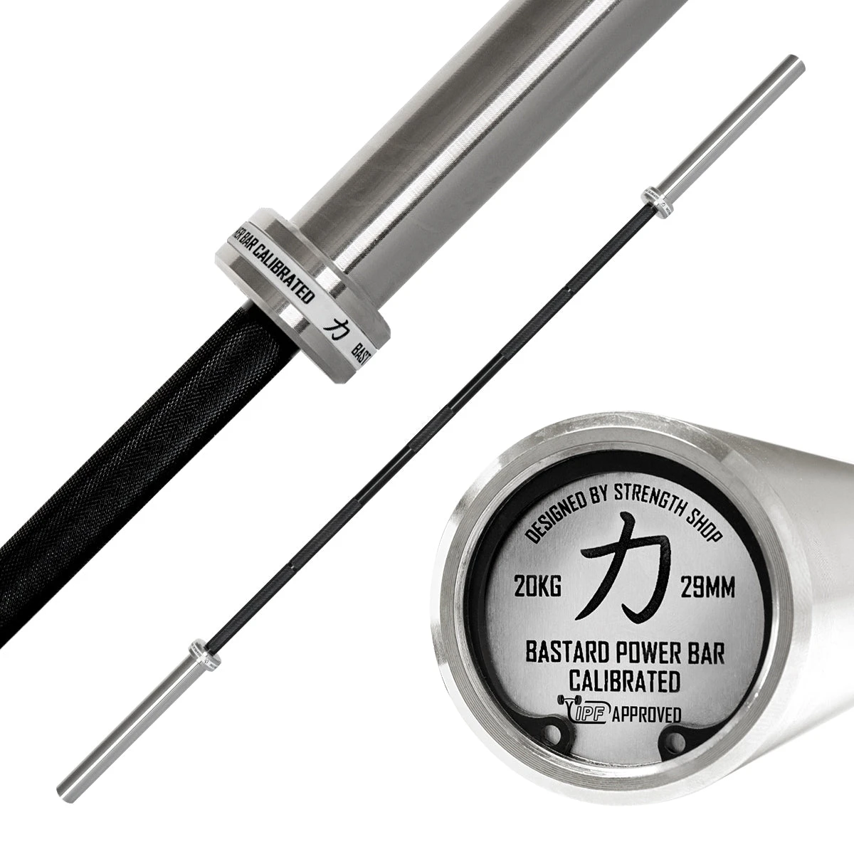 Kalibrierte 20kg Bastard Power Bar - Schwarzer Hantelschaft, IPF Zertifiziert 1 Kalibrierte 20kg Bastard Power Bar - Schwarzer Hantelschaft, IPF Zertifiziert