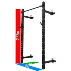 Riot Wandmontiertes Faltbares Rack - 2,32m Hoch, Schwarz 12 Riot Wandmontiertes Faltbares Rack - 2,32m Hoch, Schwarz -Hantelstangen Store SKUWALL SQUAT STAND7